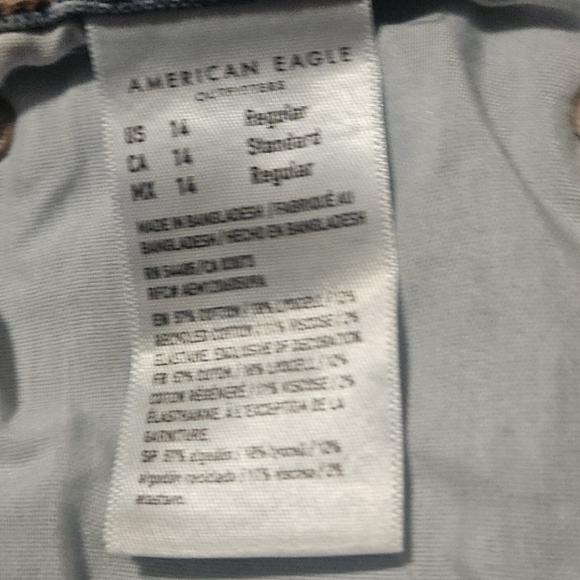 American Eagle Curvy Super High Rise Baggy Wide Leg Women's Blue Cargo Jeans 14 - Picture 13 of 16